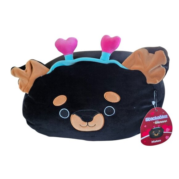 NWT Squishmallows Stackable Mateo Rottweiler With Hearts Plush 12" Valentine's D - Picture 1 of 5